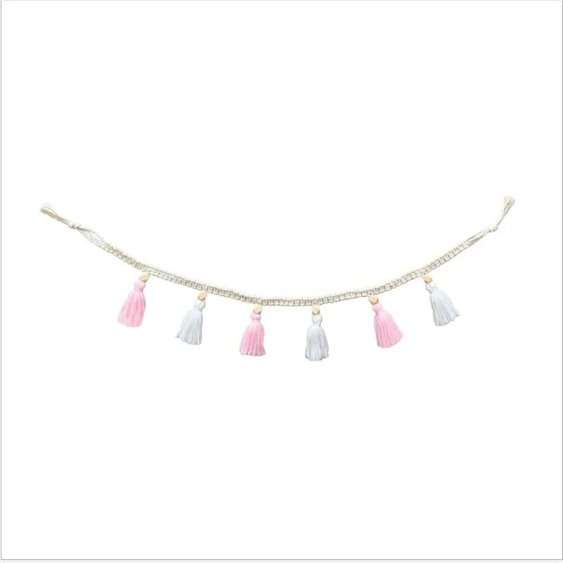 Nordic Bohemian Tassel String Garland Banner Kids Room Decorations Basket Wall Hanging Ornaments Home Decor Nursery Photo Props