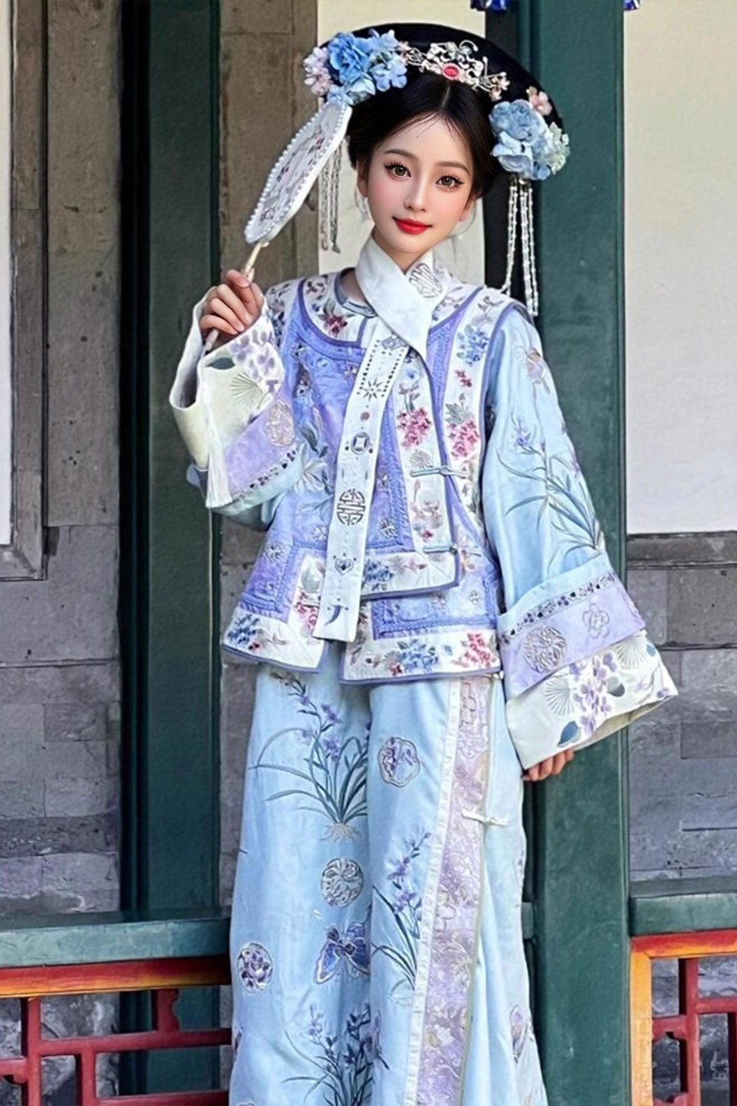 Qing dynasty hanfu purple hanfu dress  with waistcoat and mantle - biluogege 碧落格格 Stupa Stones