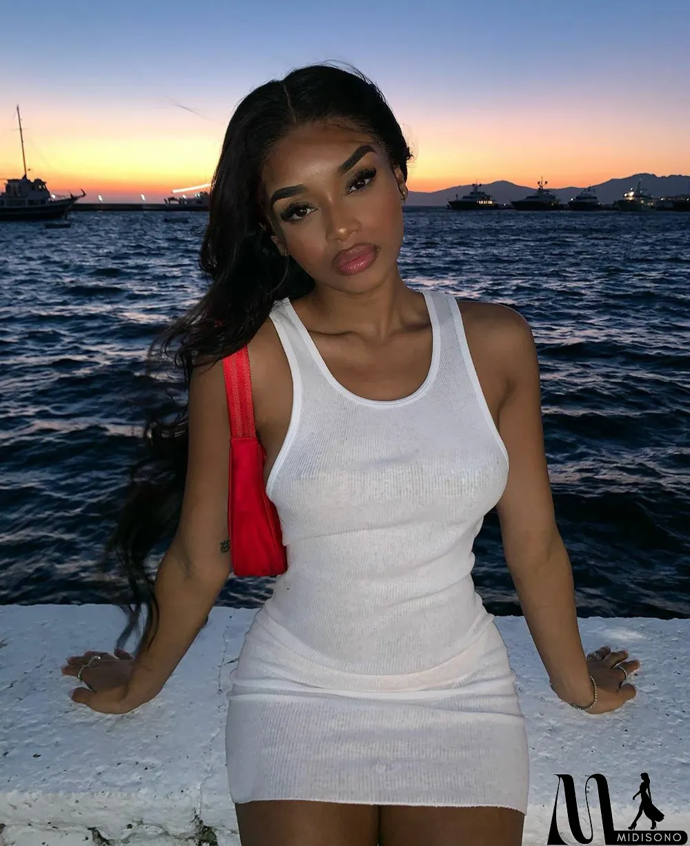 MidiSono - Casual Vest Solid Color Mini Dress