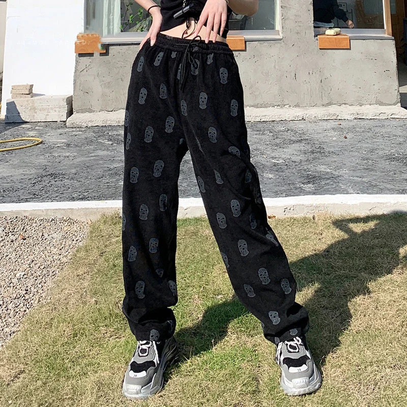 Corduroy pants women's spring and summer 2021 thin national tide retro ins casual pants students loose sports pants tide