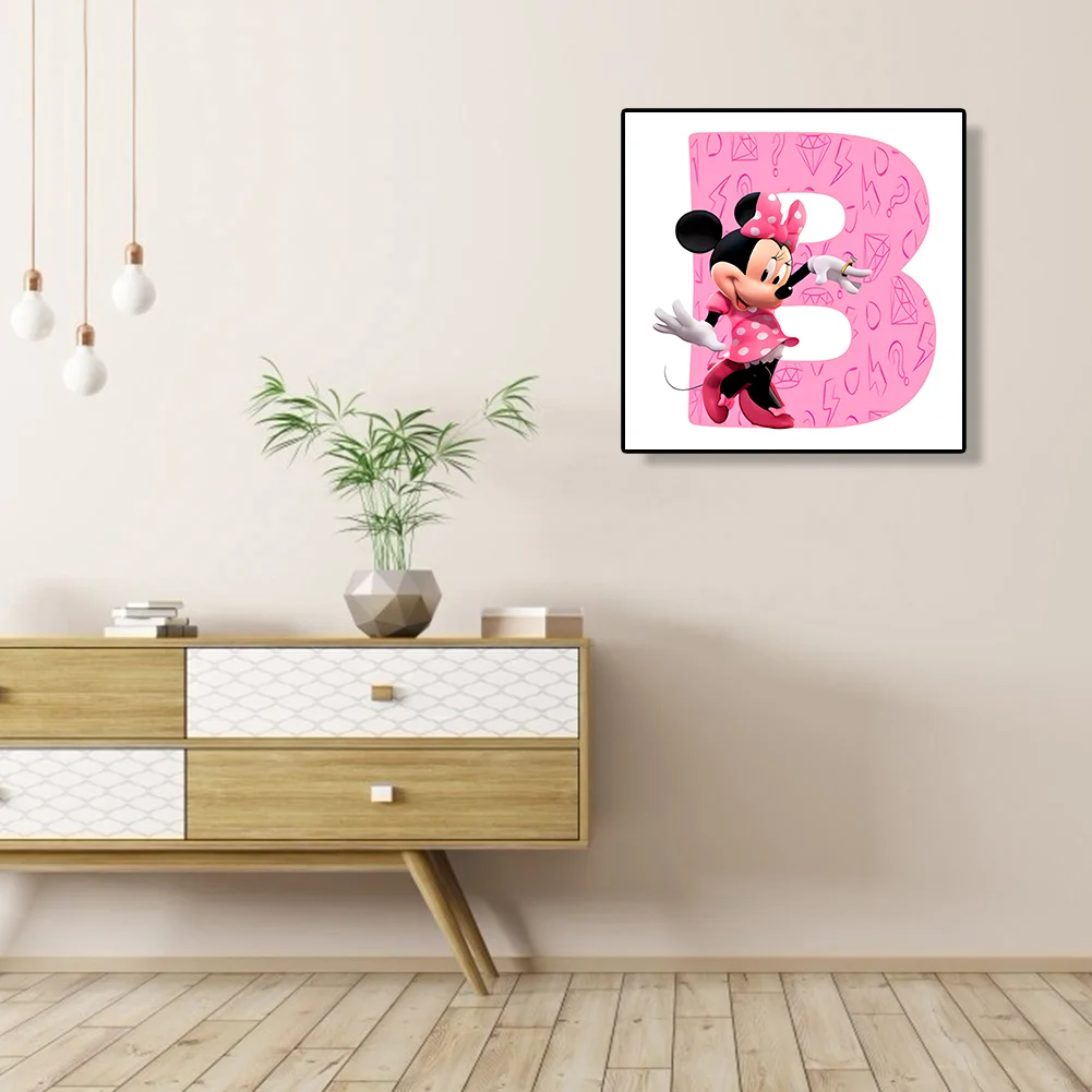 Full Round Diamond Painting 30*30cm - Letter B With Mickey Mouse