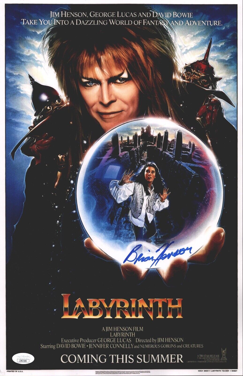 Brian Henson Hand Signed 11x17 Labyrinth Authentic Autograph JSA COA