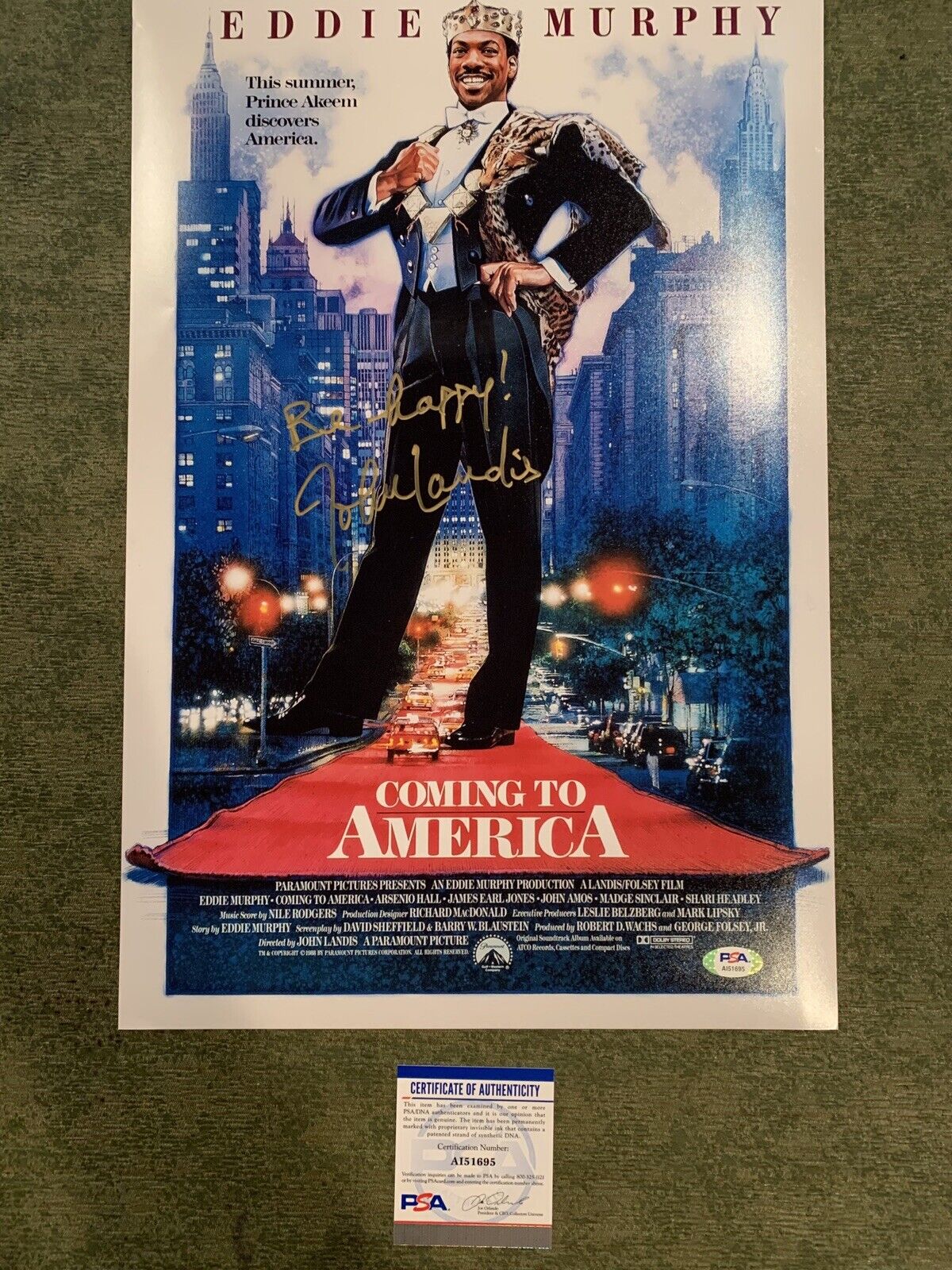 john landis signed 12x18 Photo Poster painting Coming To America Psa Coa