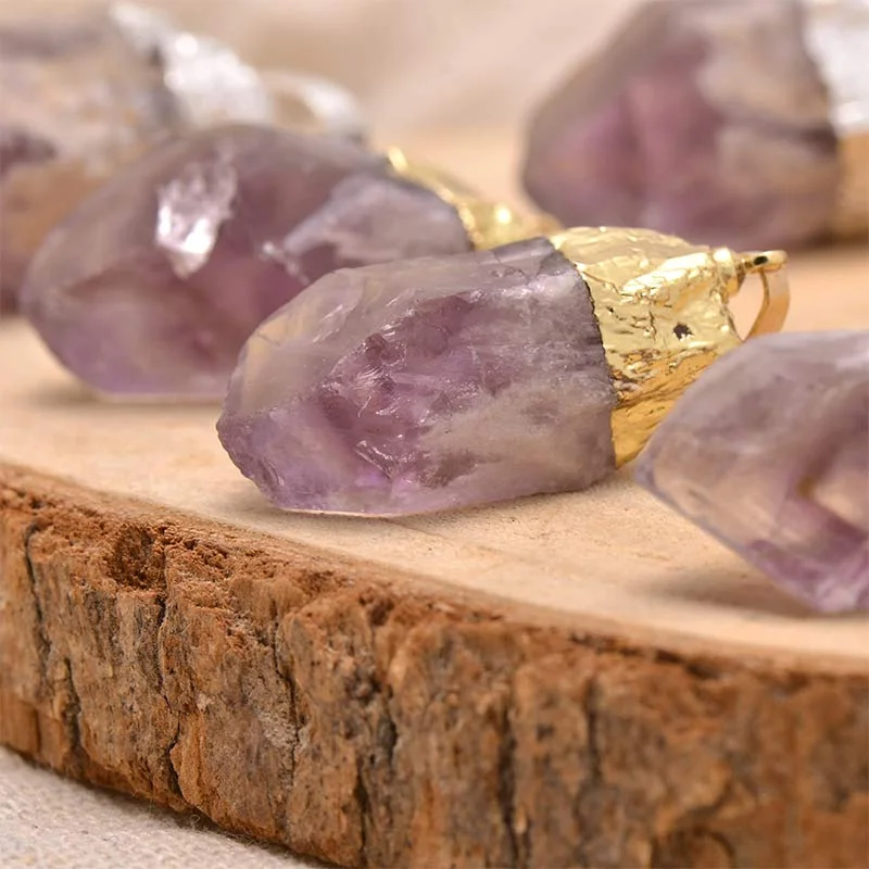 Natural Crystal Gemstone Citrine Amethyst Happiness Necklace