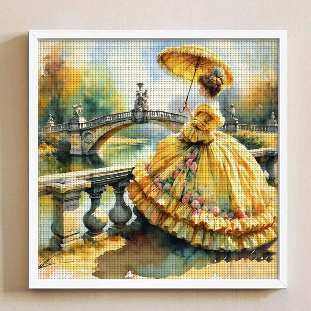 11CT Full Stamped Cross Stitch - Vintage Lady(Canvas|50*50CM)