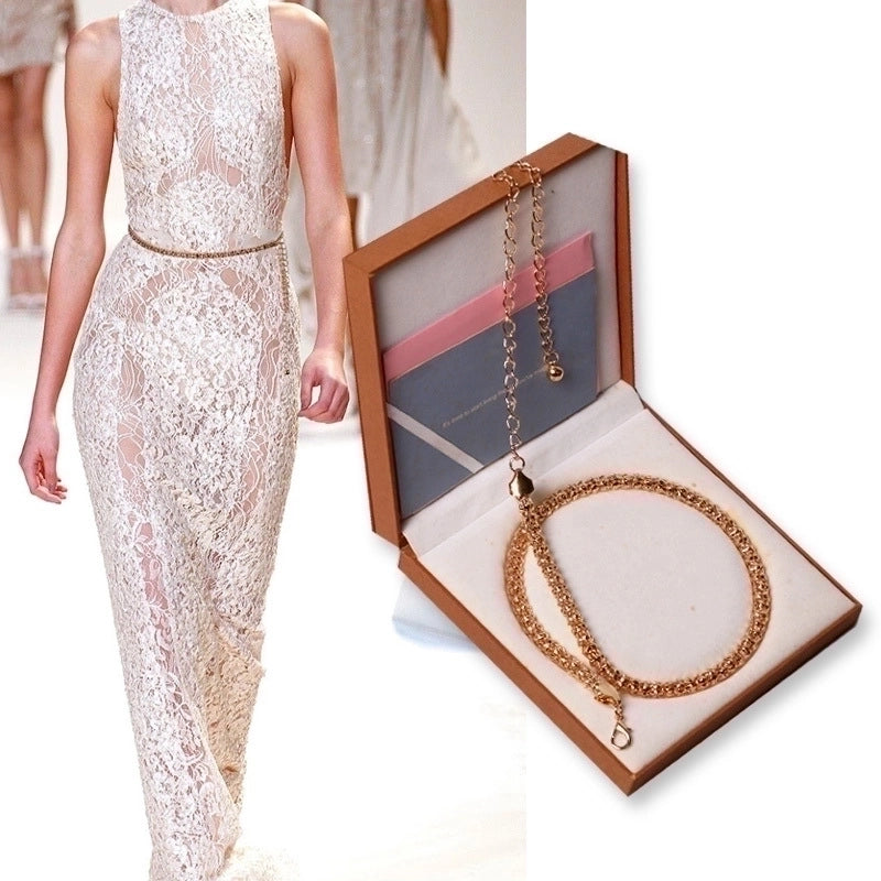 Minimalist Solid Color Alloy Plating Women’s Chain Belts