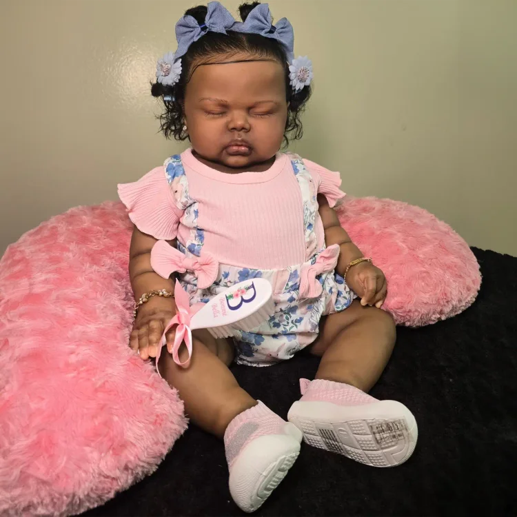  [New] 20" Handmade Lifelike Reborn African American Newborn Baby Sleeping Girl Natina - Reborndollsshop®-Reborndollsshop®