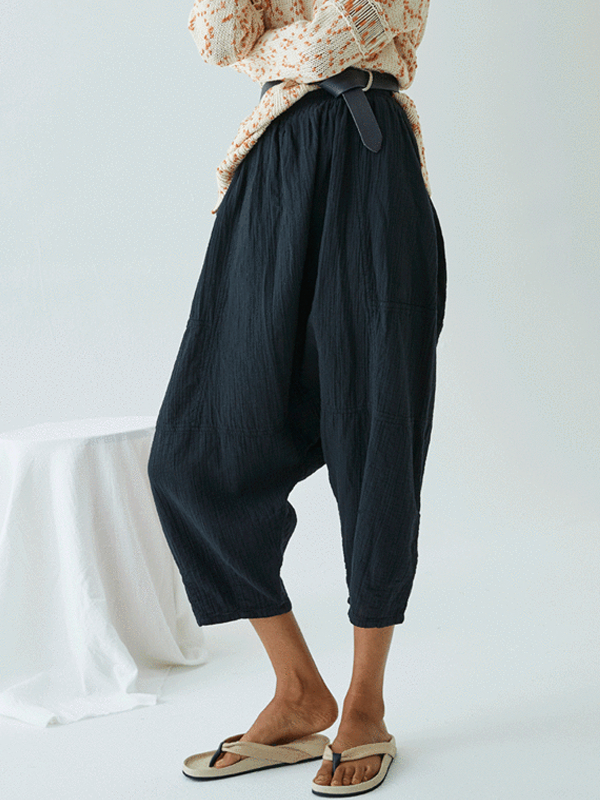 Pleated Cotton Yarn Casual Women's Cotton and Linen Pants tjj Shicloths