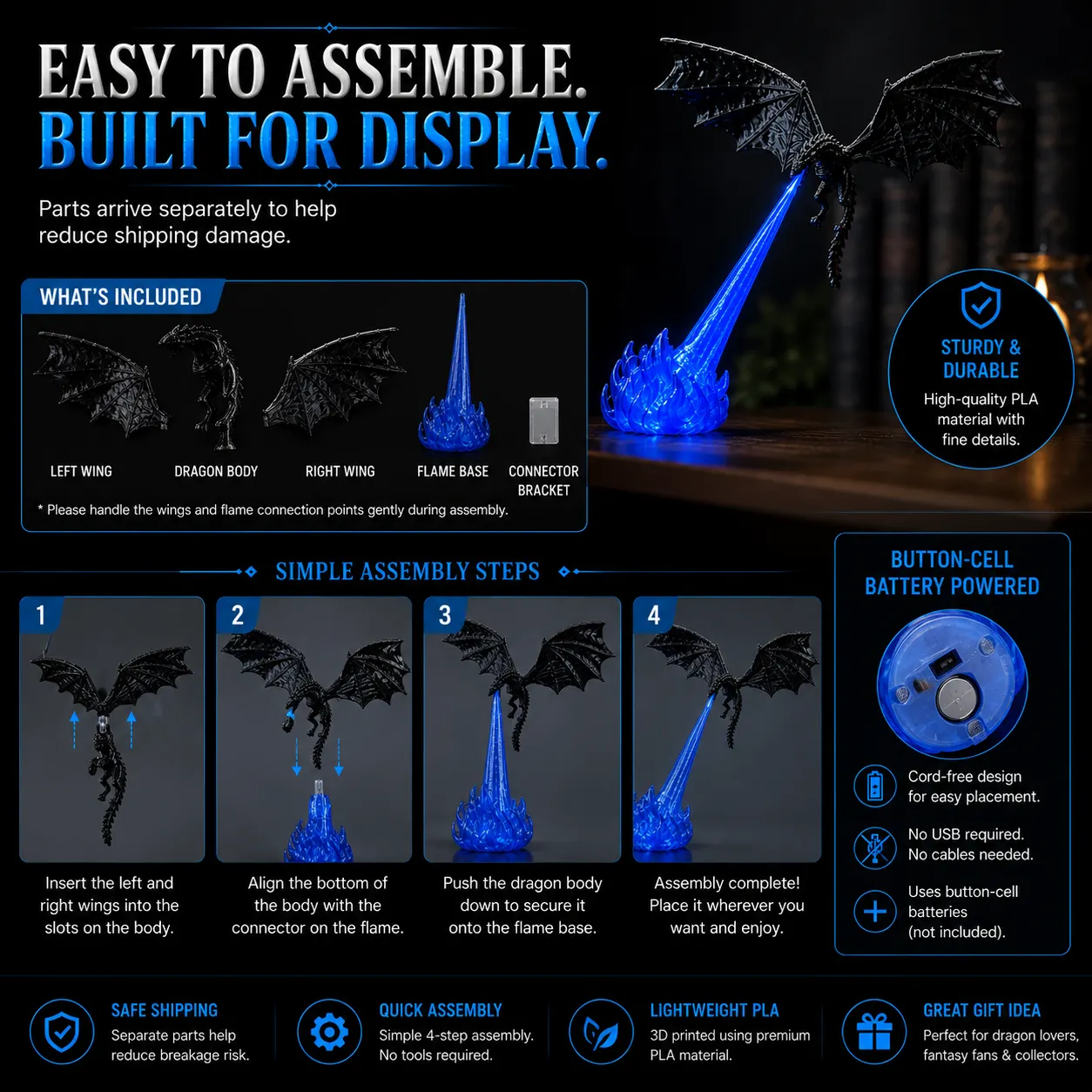 Four step dragon display light assembly instructions