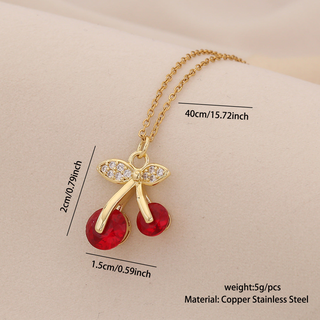 Cute Cherry Strawberry Pendant Necklace Fashionable And Versatile Clavicle Chain Trendy Necklace N1510