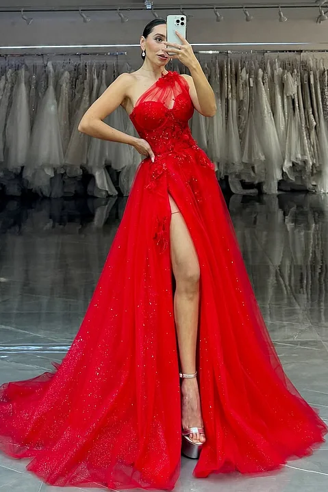 Daisda Red Sleeveless Halter Straps A-Line Long Sequins Prom Dress