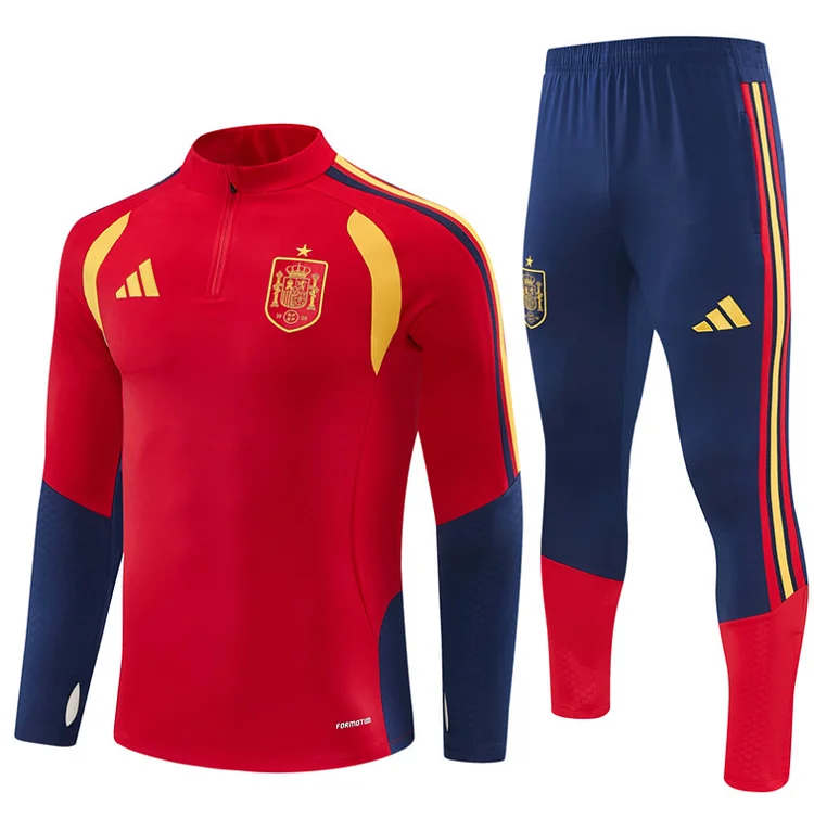 2627 Spain Long-sleeved Half-length Training Suit Adult Set