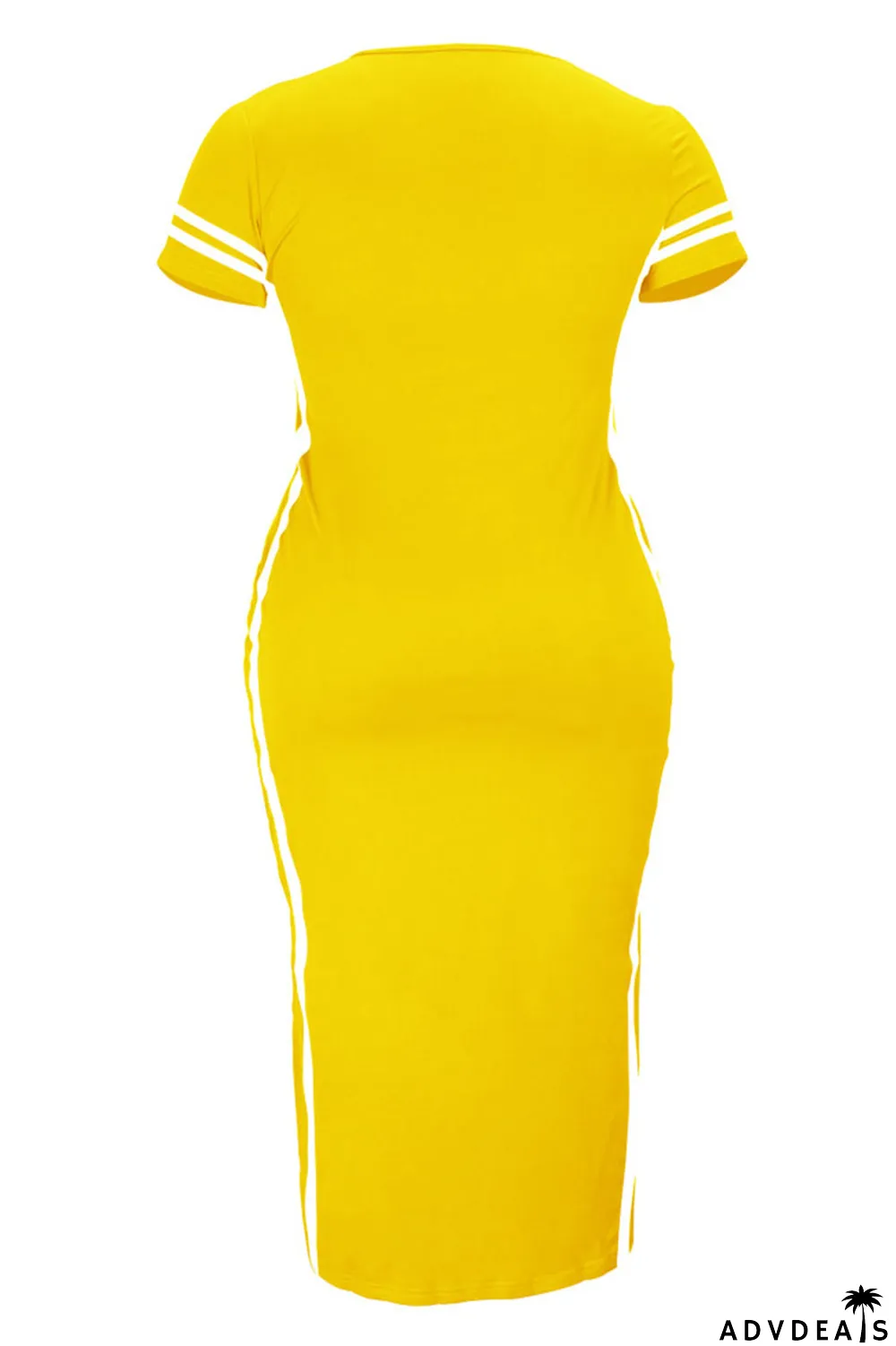 Tibetan Blue Fashion Casual Plus Size Print Slit O Neck Short Sleeve Dress