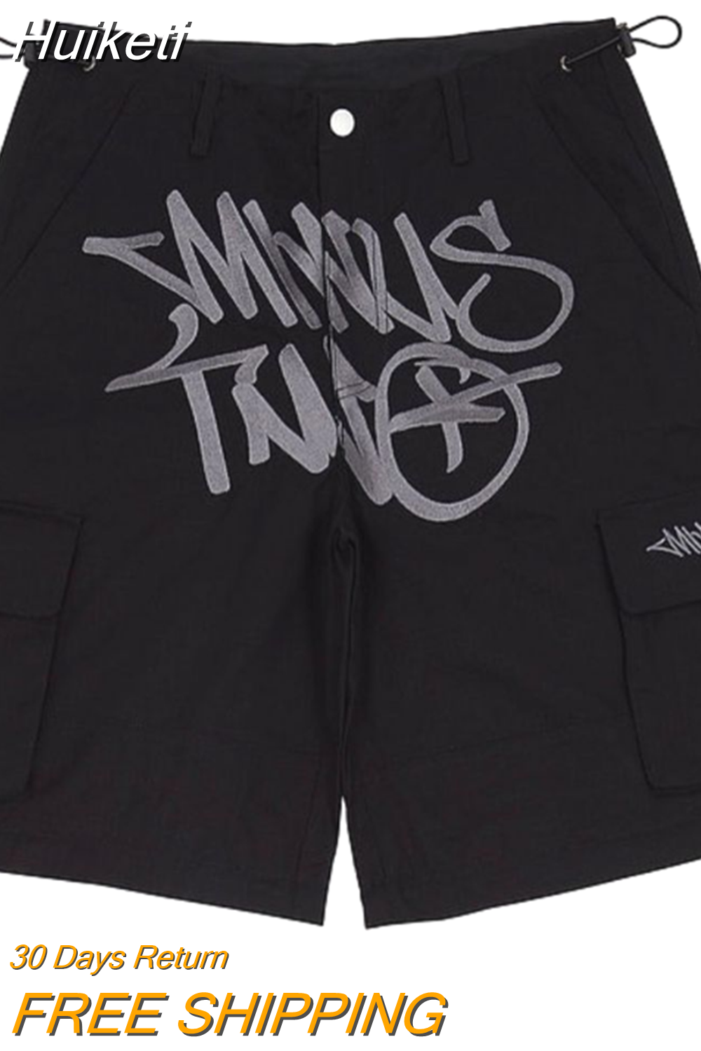 Huiketi Shorts Minus Two Cargo Shorts Men 2023 Summer New Harajuku Hip Hop Punk Rock Gothic Track Casual Loose Shorts Streetwear Men
