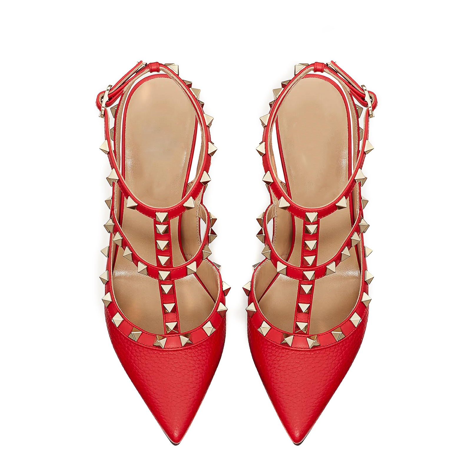 3.94" Middle Heels Rivets Sandals Red Lines-vocosishoes