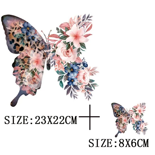 Colorful Butterfly Iron On Transfer For Clothing A-level Washable Thermal Sticker Beautiful Flower Patches On Clothes Decoration
