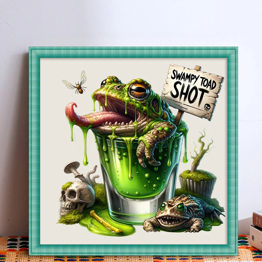 14CT Full Stamped Glass Cross Stitch - Halloween Wine(Canvas|50*50CM)