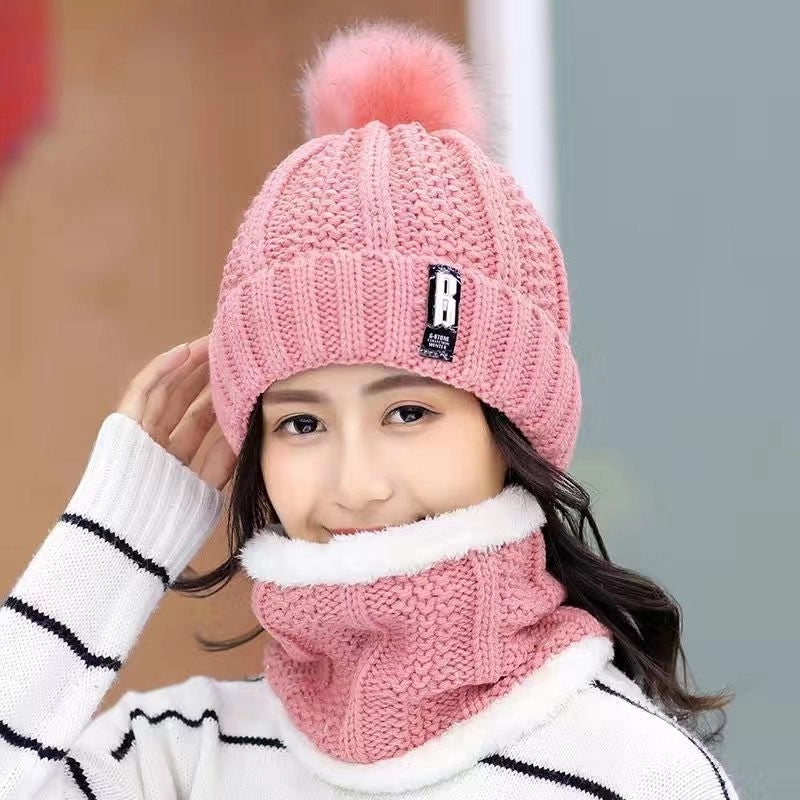 Winter Hat Women’s Korean-style Fleece-lined Thick Wool Hat Warm Scarf Mother Women’s Autumn And Winter Knitted Hat Winter
