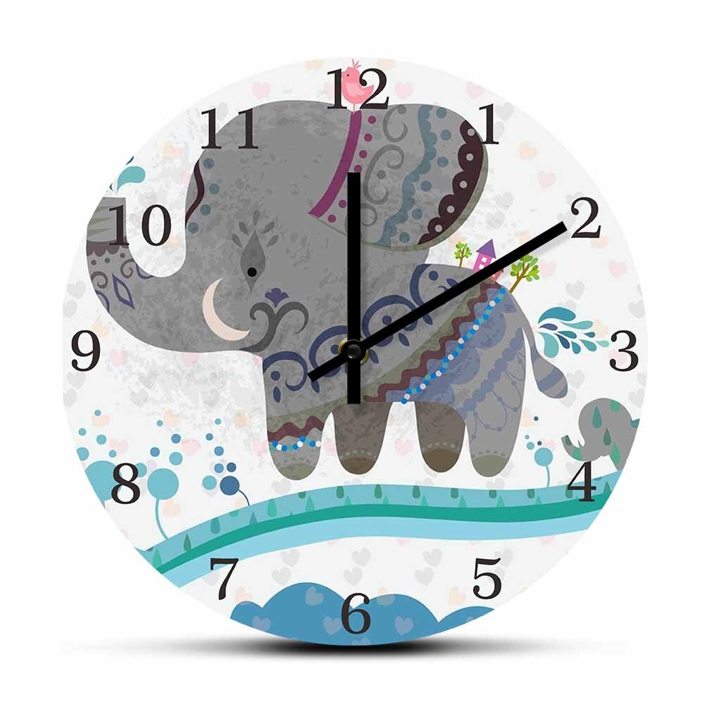 

Little Animals Cartoon Elephants - Frameless Acrylic Wall Clock, 501 Original