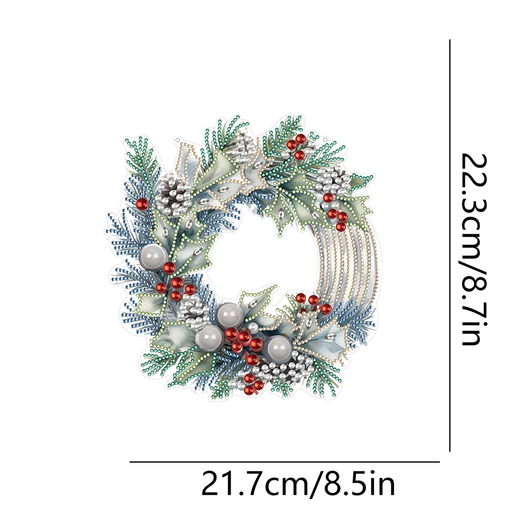 DIY Christmas Flower Wreath Acrylic Special Shaped Diamond Painting Wall Decor Wreath