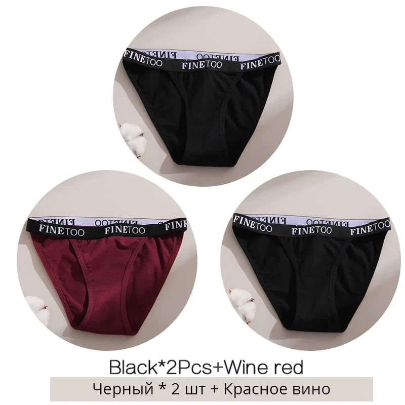 FINETOO 3Pcs/set Cotton Briefs Women Low-rise Panties M-XL Ladies Underwear Sexy Letter Belt Underpants Comfortable Lingerie New