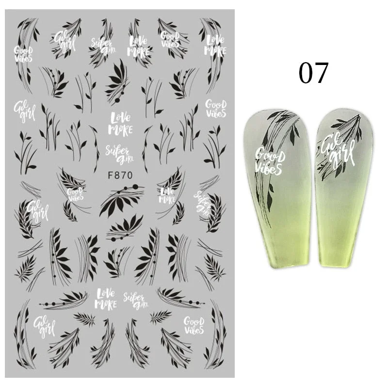1PC Lemon Banana Nail Water Decals Watermelon Avocado Fruit Flower Leaf Water Transfer Sliders Nail Stickers For Nails Manicures-Nail Inspo