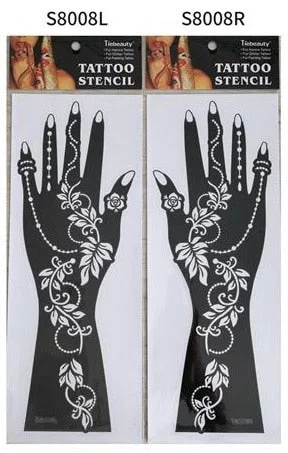 1pair 2pcs hand sleeve temporary tattoo stencil henna lace mandala tattoo template spray paint templates sheets lotus flowers