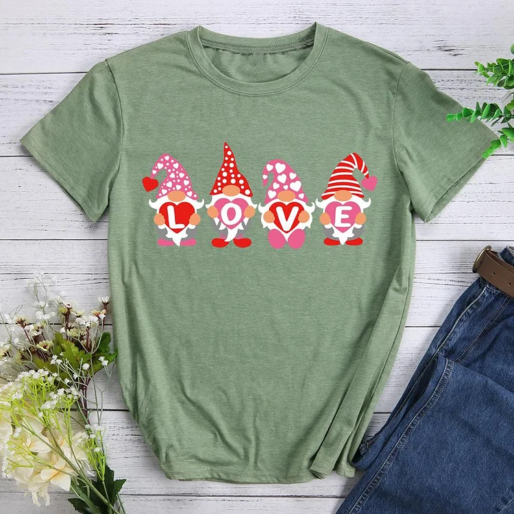 Valentine Love Gnomes with Heart T-shirt Tee -011466-Annaletters