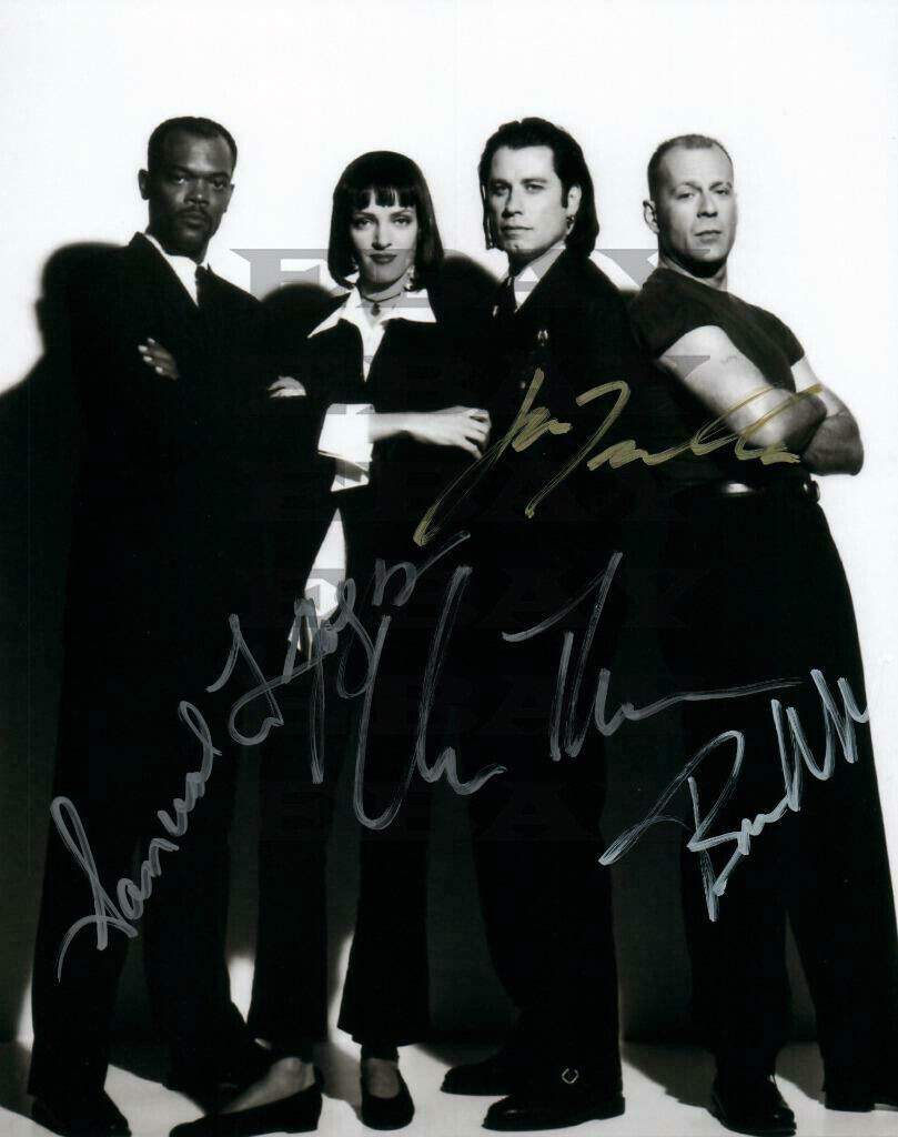 Bruce Willis Travolta Uma Thurman Jackson Autographed Signed 8x10 Photo Poster painting Reprint