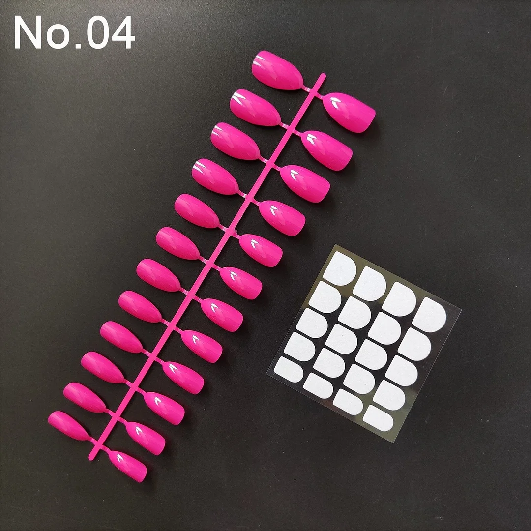 1 Set, 24 Pieces With Nail Adhesive Almond Shape False Nail Tips 20 Popular Colors Optional Full Cover Press On Nail-Nail Inspo