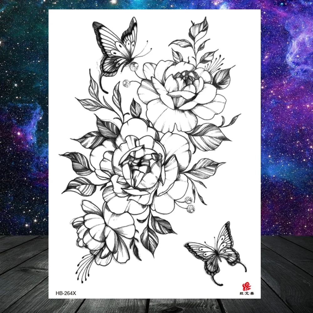 Watercolor Lavender Reed Morning Glory Flower Tattoos Temporary Women Sexy Custom Tattoo Stickers Flash Fake Girls Tato Ankle