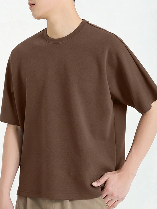 Aonga - Mens High Low Asymmetrical Hem Solid T-ShirtJ