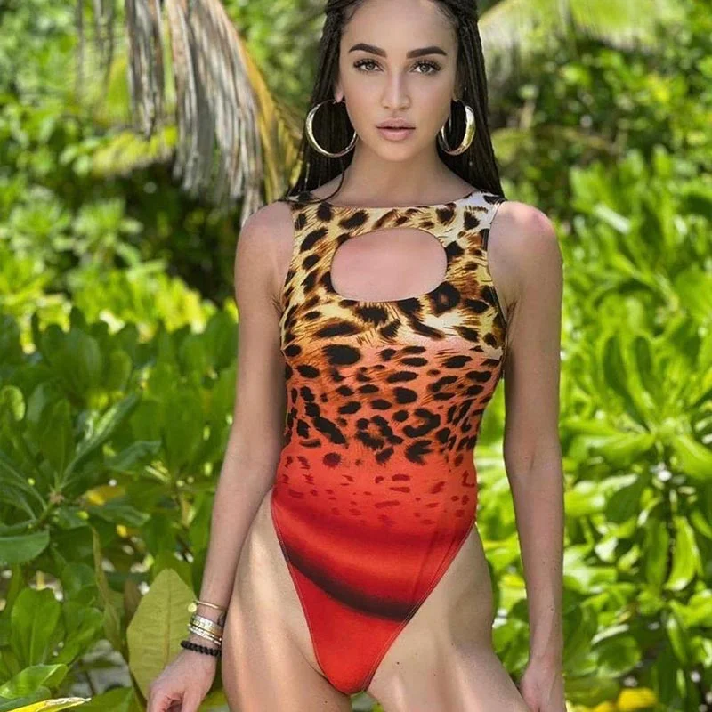 Fashion Swimsuit Leopard Print Swimwear Women One Piece Suits With Casual Sarong 2022 Bikini Set Beach Biquini Cover Ups