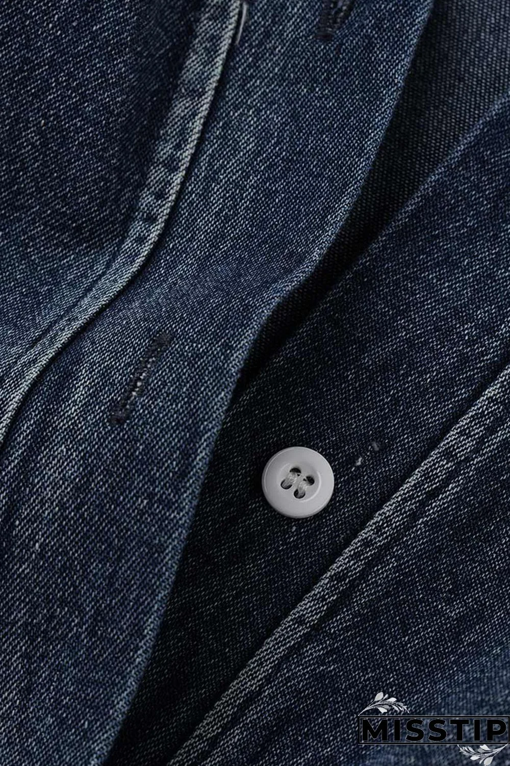 Deep Blue Fashion Casual Plus Size Patchwork Mesh Turndown Collar Short Sleeve Dress