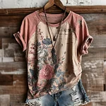 Women's Retro Bohemian Floral Casual T-shirt - Image 2