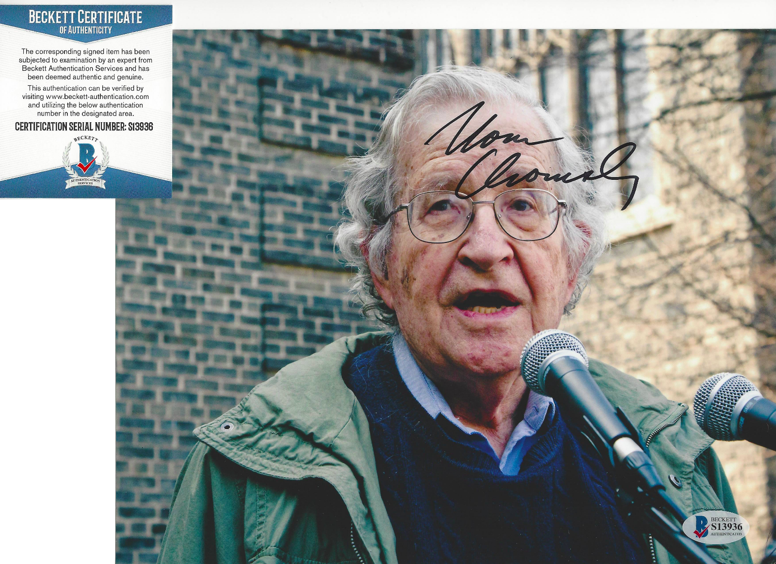 PHILOSOPHER NOAM CHOMSKY SIGNED 8X10 Photo Poster painting 4 AMERICAN LINGUIST BECKETT COA BAS