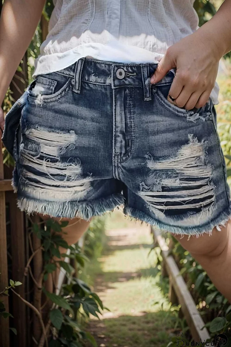 stylish high waist distressed denim shorts