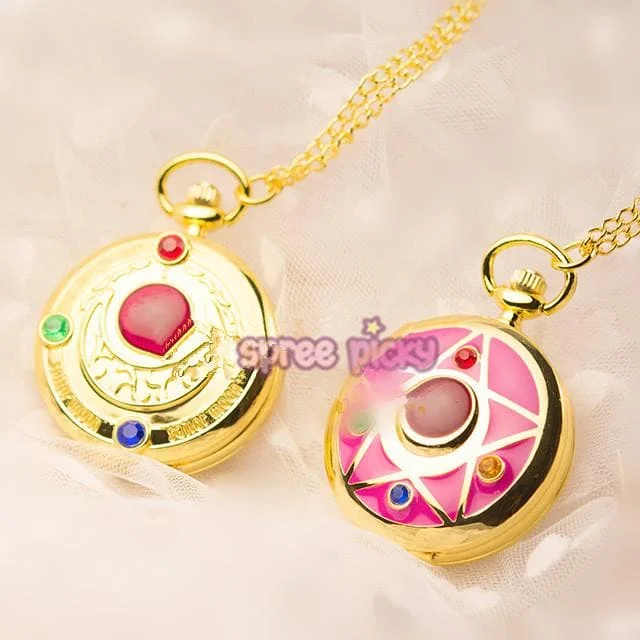 Pink/Golden Sailor Moon Moon Prism Pocket Watch SP165497