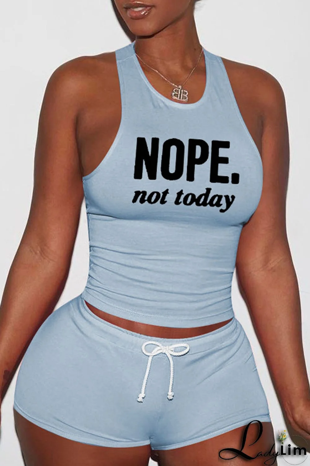 Red Sexy Print Split Joint O Neck Sleeveless Two Pieces