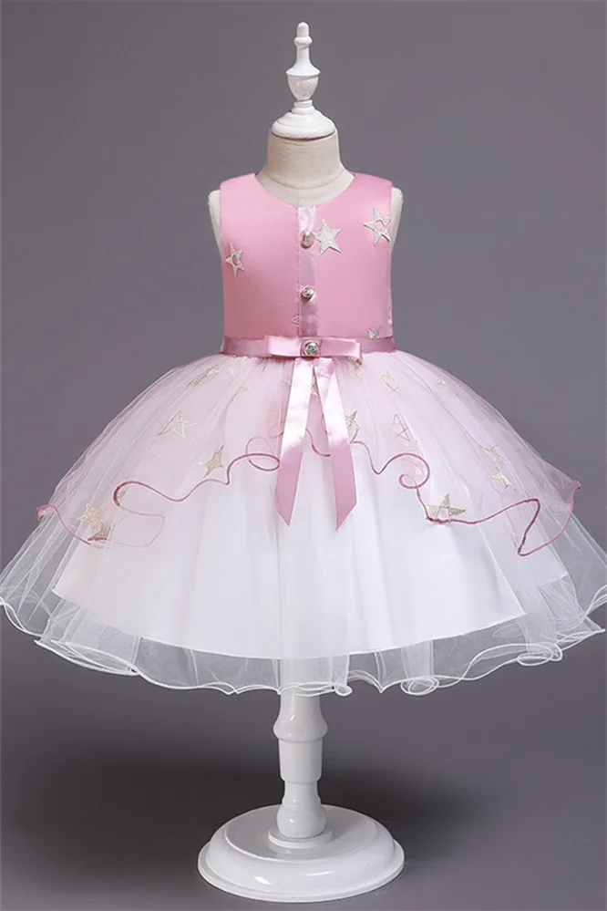 Beautiful Sleeveless Ball Gown Tulle Flower Girl Dress With Star Decor - lulusllly