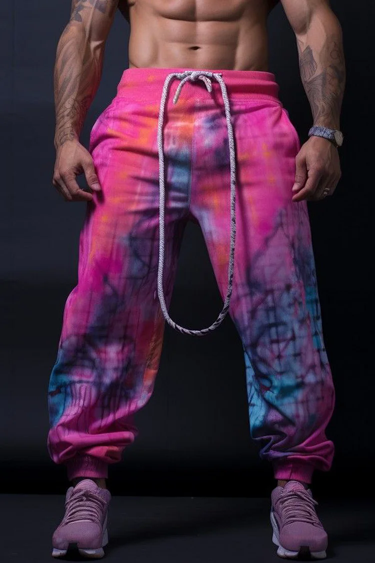 Tie Dye Print Casual Loose Fit Festival Tapered Pants