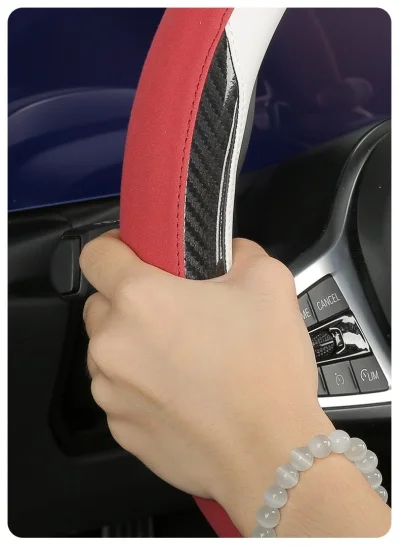 Steering Wheel Cover Suede Carbon Fiber