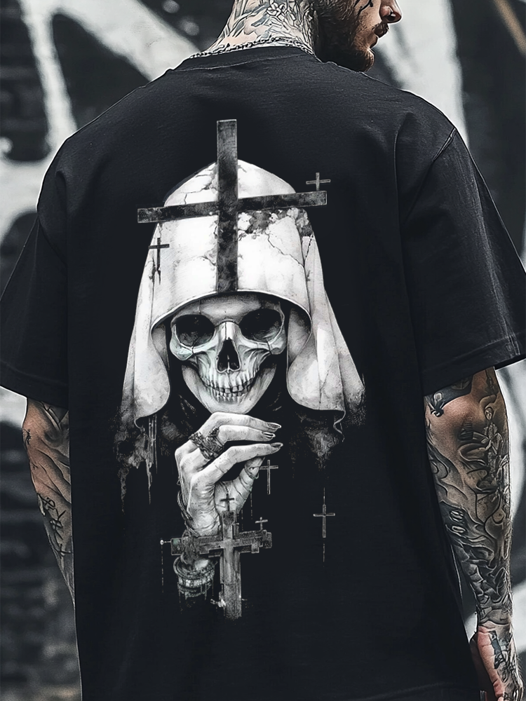Satanic Praying Skull Devil Street StyleDigital 3D Printed Unisex Casual T-shirt