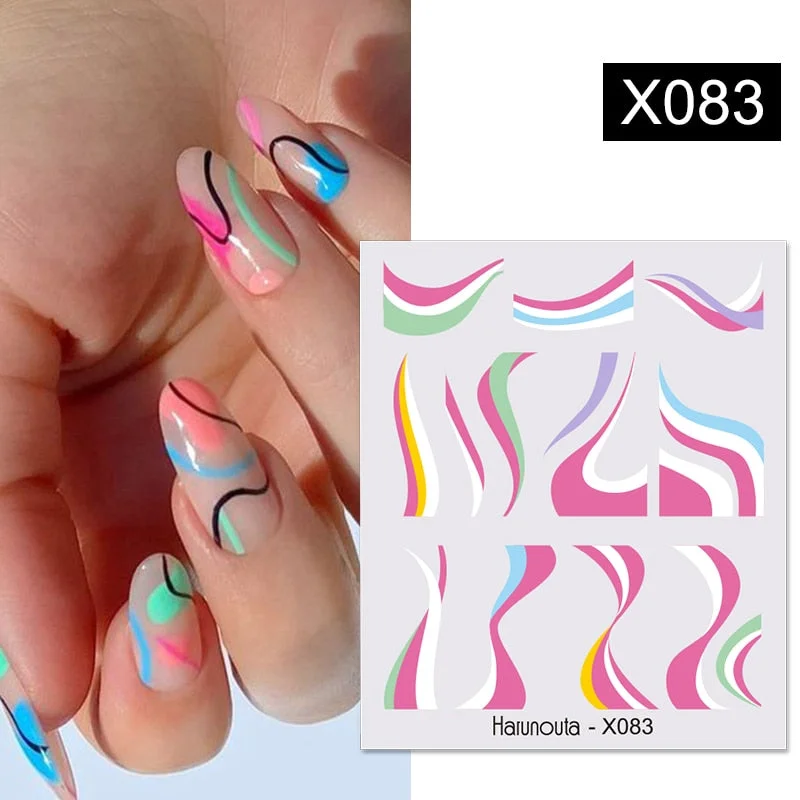 Harunouta Spring Water Nail Decal And Sticker Flower Leaf Tree Green Simple Summer DIY Slider For Manicuring Nail Art Watermark