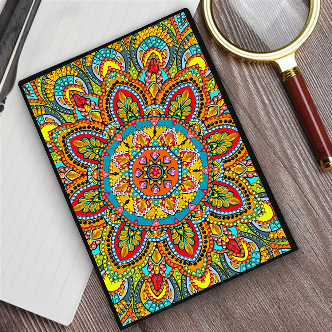 DIY Flower Diamond Painting Journals Notebooks 50 Pages A5 No Lines Special Shaped Diamond Art Kits for Beginners Craft Lovers and Artists (Mandala)