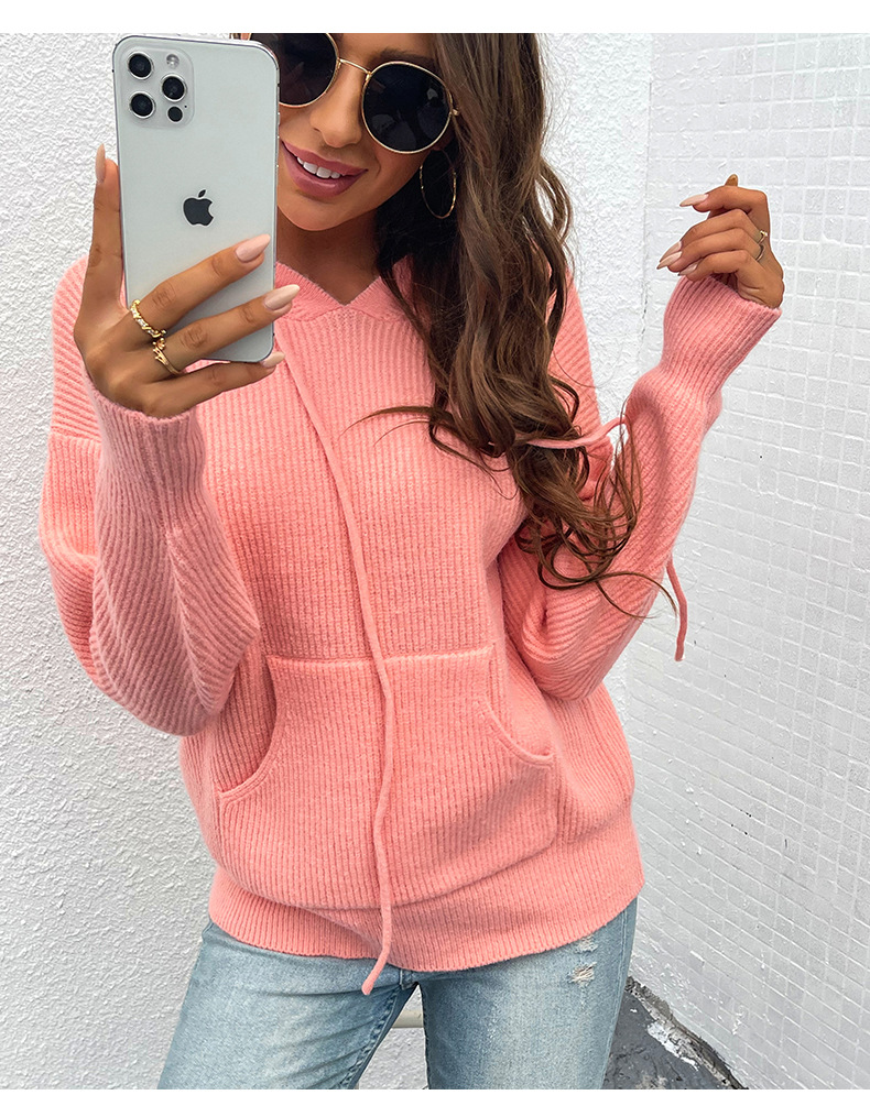 2021 New Women's Pullover Sweaters Hooded Sweater With Pocket