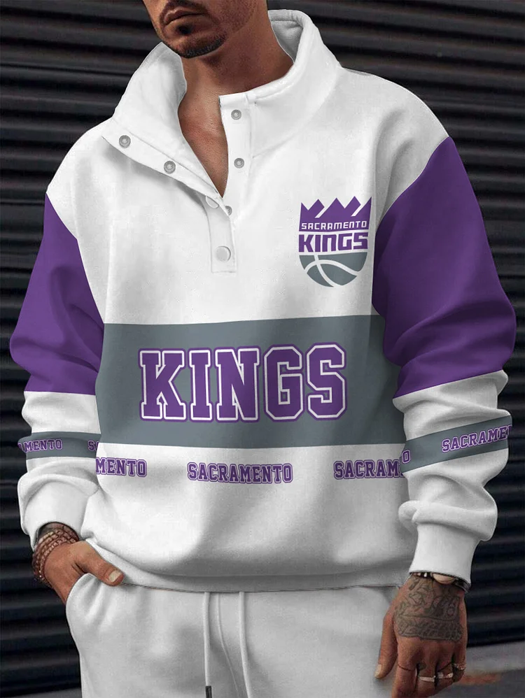 Sacramento Kings  2025 New Design Casual Snap Mockneck Pullover