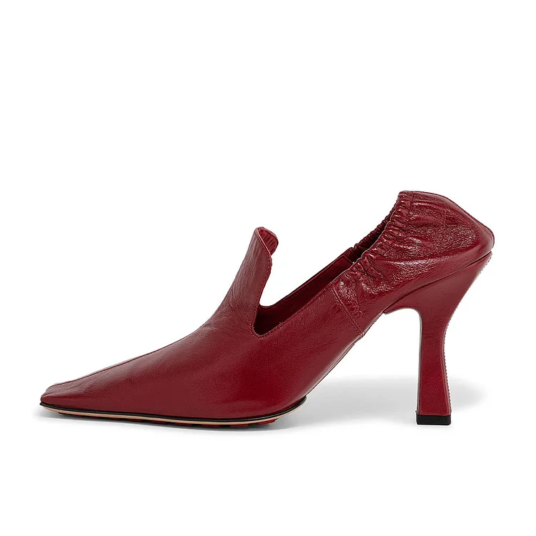 Custom Made Dark Red Loafer Heels |FSJ Shoes