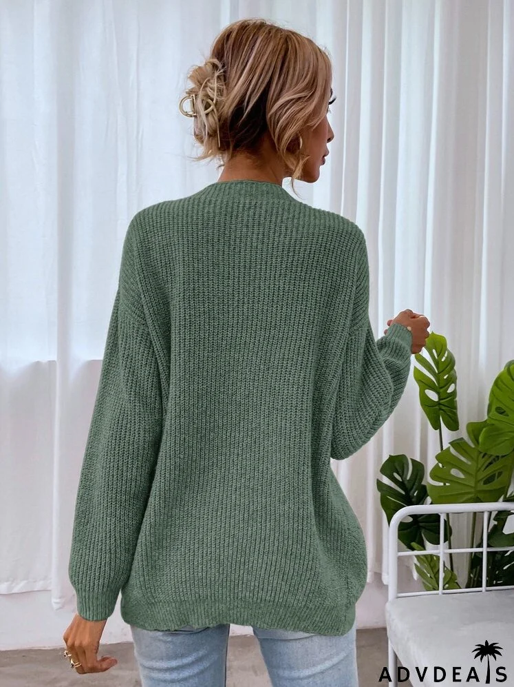 Drop Shoulder Marled Knit Sweater