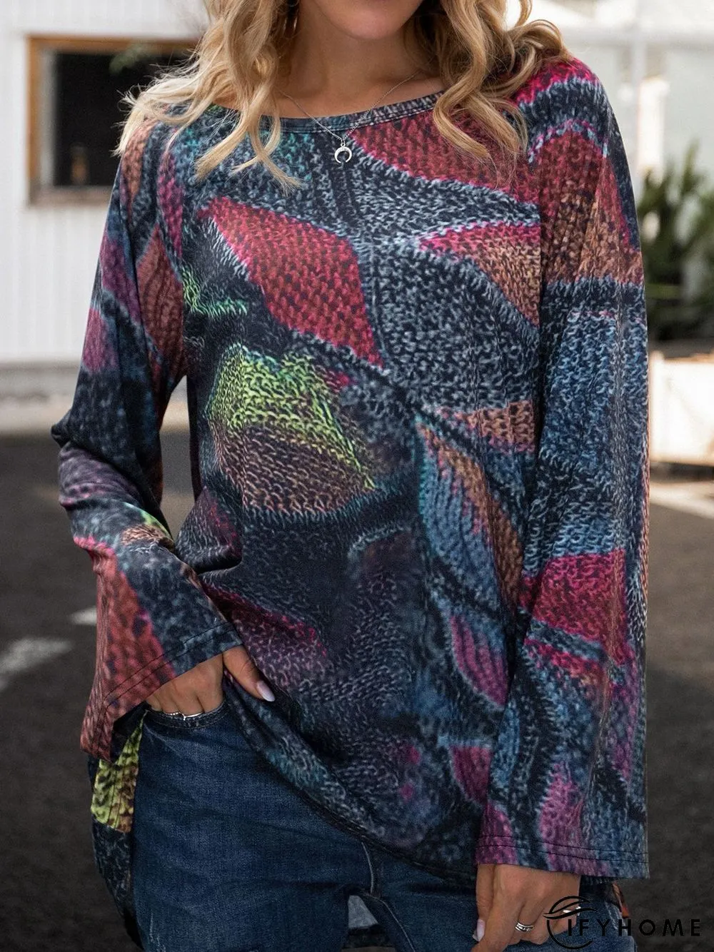 Shift Long Sleeve Crew Neck Tops | IFYHOME